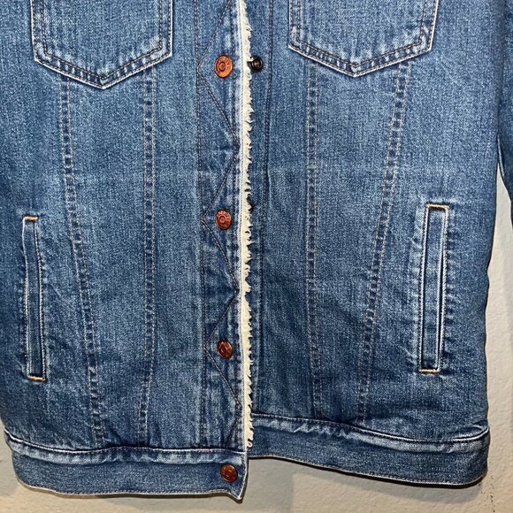 MADEWELL Oversized Denim Jean Trucker Jacket Sherpa Edition Donaway Wash - XS - Picture 6 of 13
